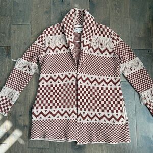 Idyllwind by Miranda Lambert Women's Fringed Brown Aztec Cardigan Size small